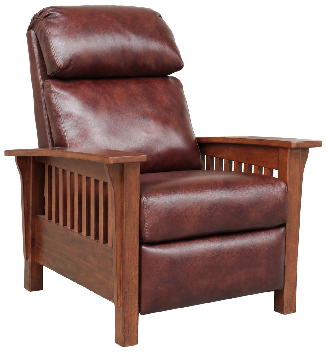 Barcalounger Mission Wood Leather Recliner Top Grain Leather